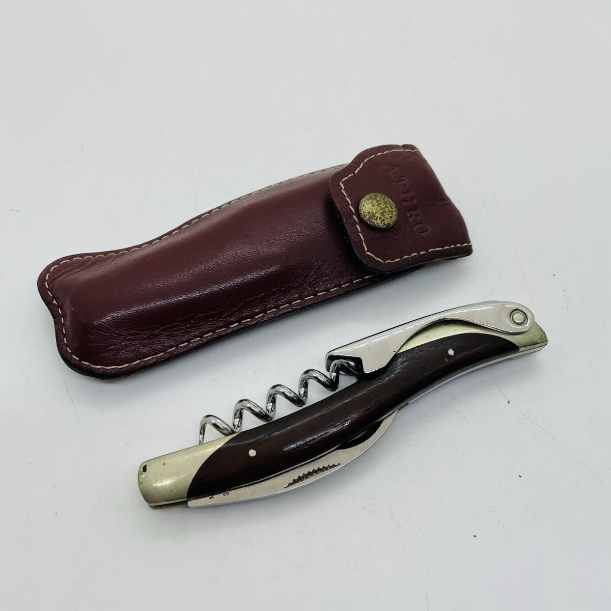 【mh/3.29/5】ATHRO アスロ ソムリエナイフ 専用革ケース コルク抜き