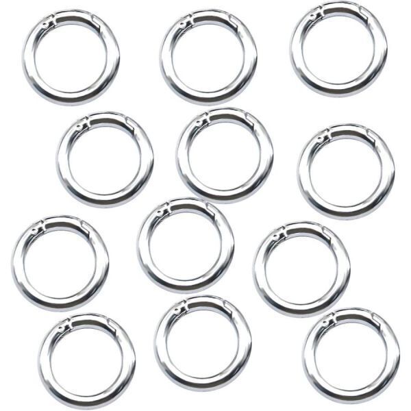 【96個セット】カラビナ 丸型 サークルカラビナ 銀 合金 ラウンド スナップ フック クリップ ハンドバッグ カラビナクリップ リング