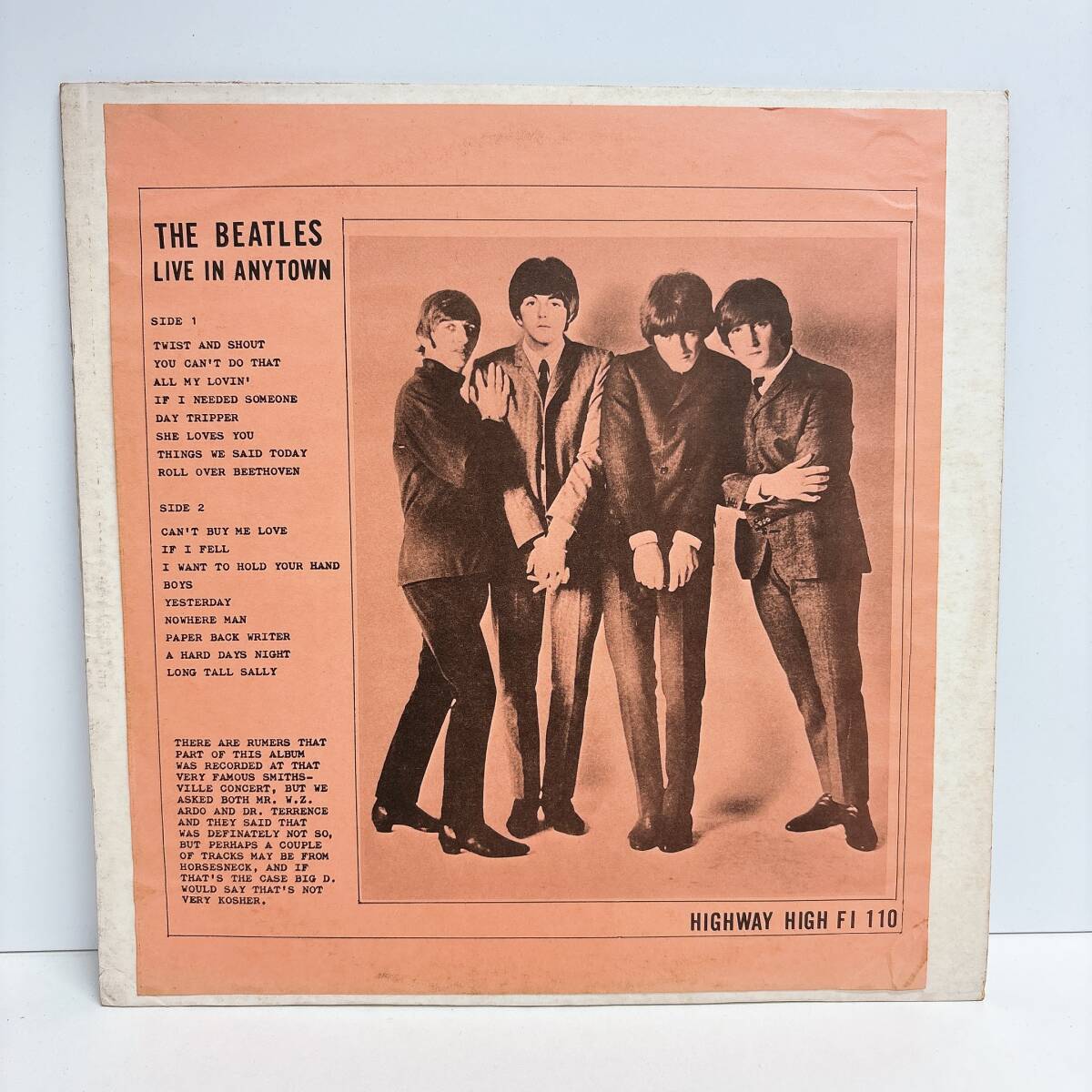 長期保管品 ビートルズ Beatles Live In Anytown HIGHWAY HIGH FI 110 LP レコード ブート盤 中古 現状渡し