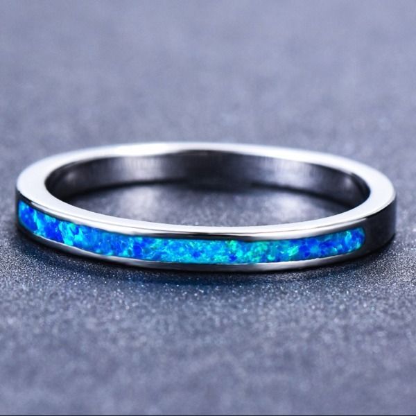 オーストラリア産オパール リング、ブルーオパール、新品　 □OP4981