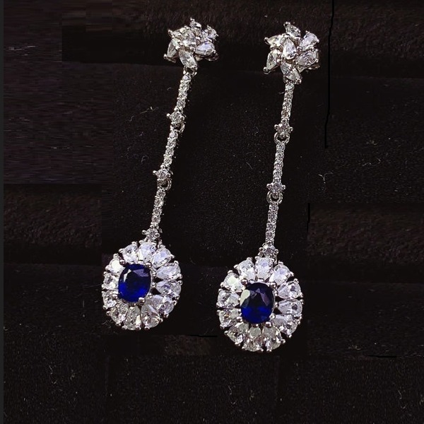 天然 サファイア ドロップピアス、925シルバー、4x5mm、ナチュラル、新品　□YL8829