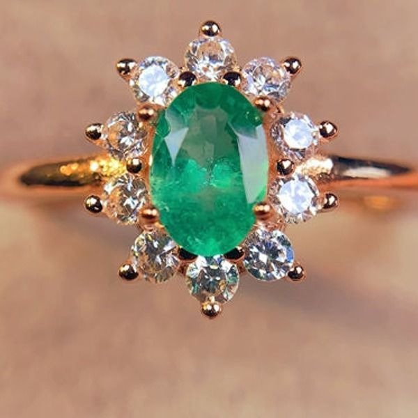 天然 エメラルド レディースリング、ナチュラル、新品　□YL6216