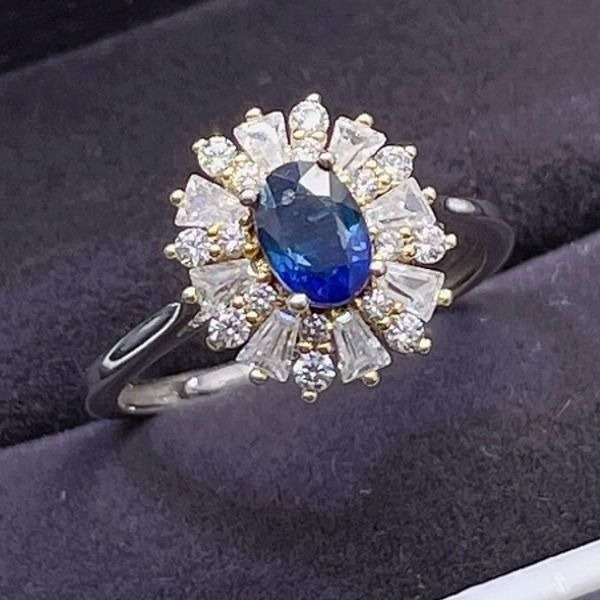 ロイヤルブルー 天然 サファイア リング、ナチュラル、新品　□YL8215