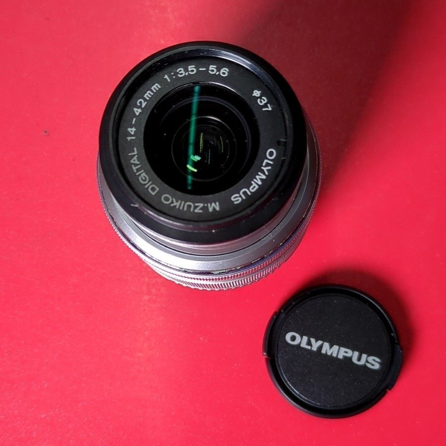 1円～　OLYMPUS　オリンパス　M.ZUIKO DIGITAL 14-42mm 1:3.5-5.6　シルバー　カメラレンズ　標準ズームレンズ