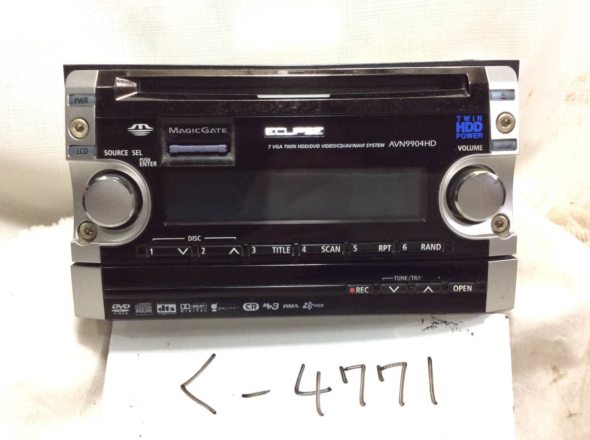 く-4771　イクリプス　AVN9904HD　未テスト品　