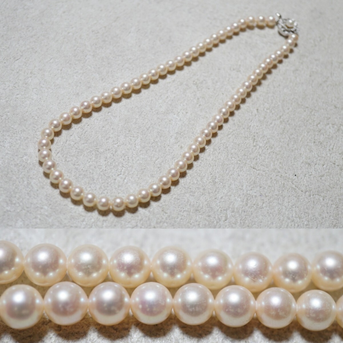 508 アコヤ真珠 6.7㎜ 本真珠 パール ネックレス ヴィンテージ アクセサリー SILVER刻印 ペンダント 冠婚葬祭 あこや 装飾品