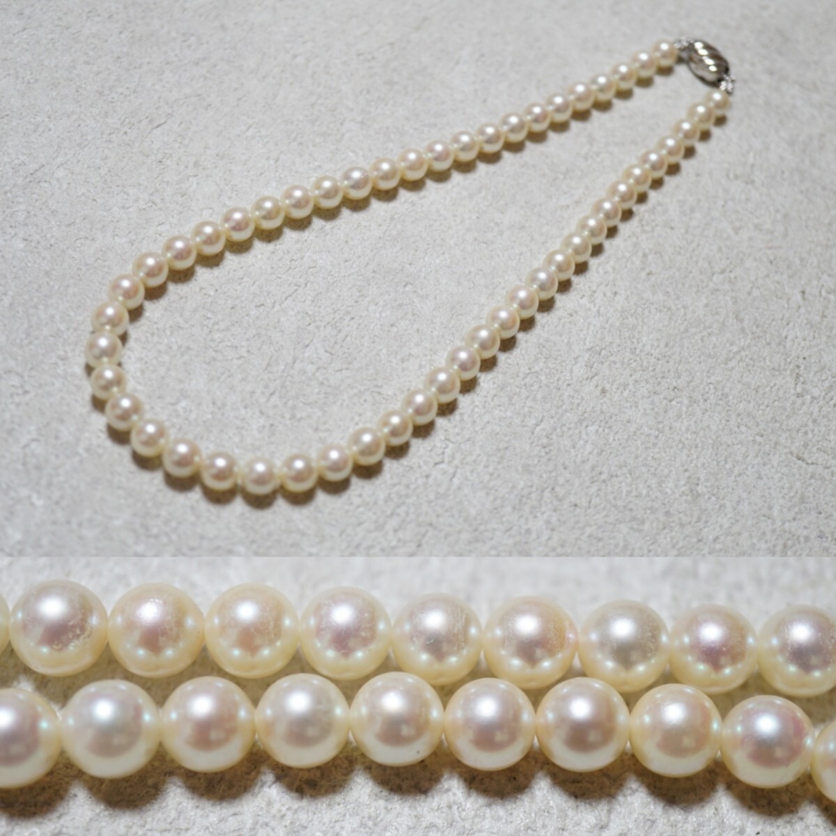 565 アコヤ真珠 6.8㎜ 本真珠 パール ネックレス ヴィンテージ アクセサリー SILVER刻印 ペンダント 冠婚葬祭 あこや 装飾品