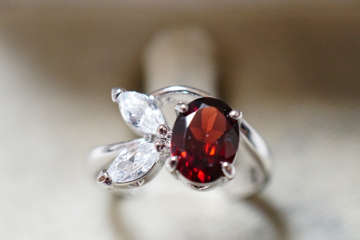 530 ガーネット リング 指輪 ヴィンテージ アクセサリー SILVER 925刻印 色石 宝石 カラーストーン 装飾品