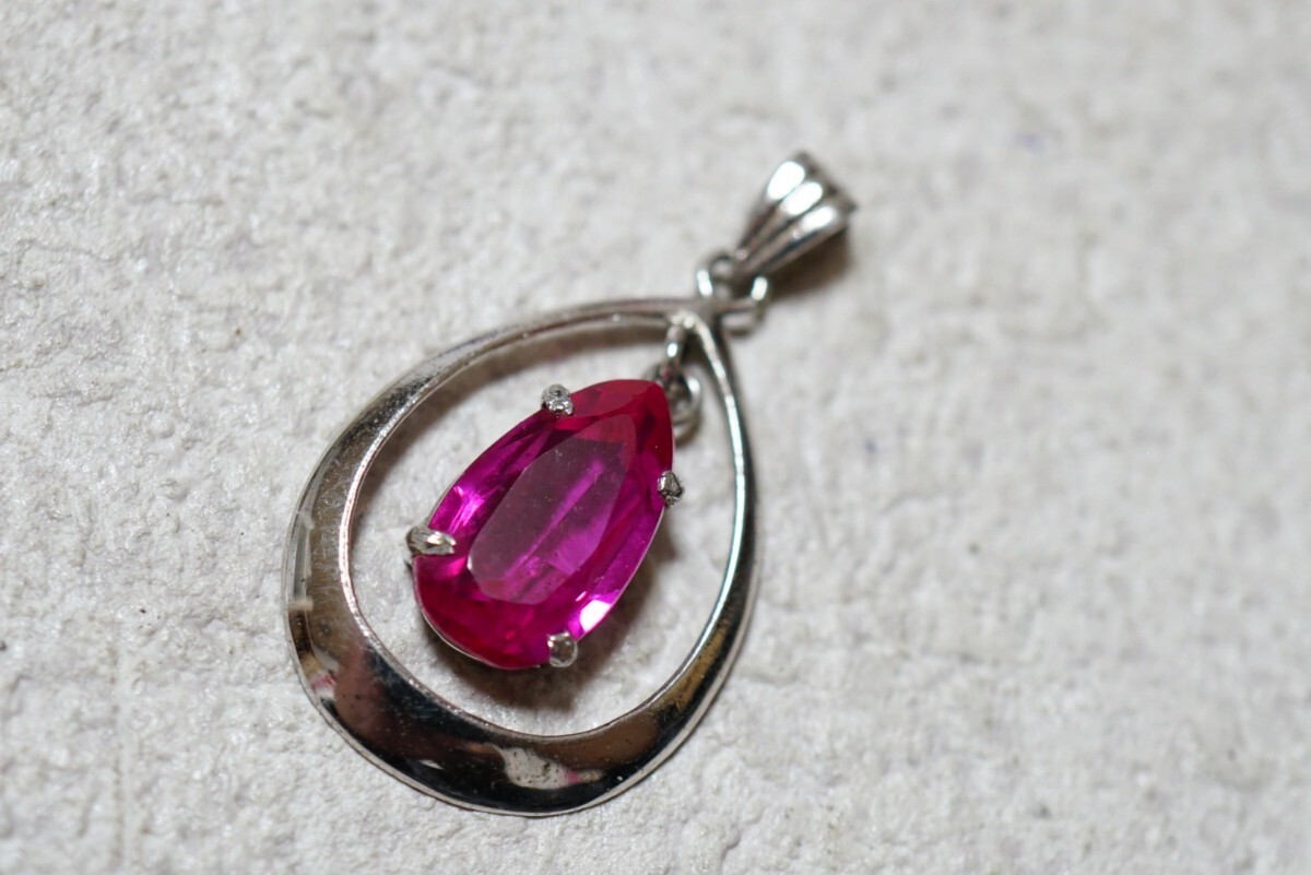 468 ルビー ペンダント ネックレス ヴィンテージ アクセサリー SILVER刻印 宝石 色石 カラーストーン 装飾品