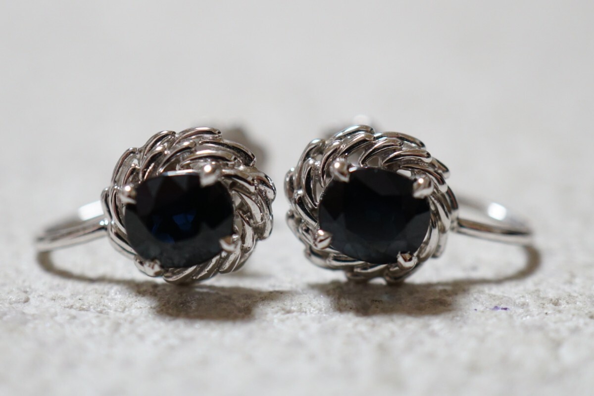 462 天然サファイア イヤリング 両耳揃い ヴィンテージ アクセサリー 天然石 宝石 色石 カラーストーン 装飾品