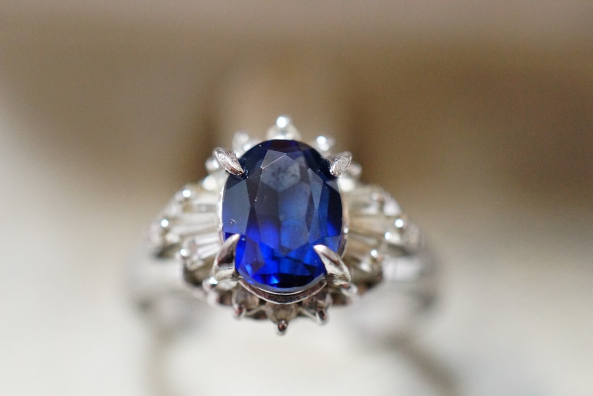 624 サファイア リング 指輪 ヴィンテージ アクセサリー SILVER刻印 色石 宝石 カラーストーン 装飾品