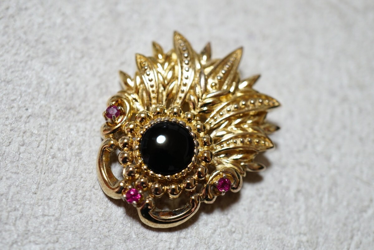 591 IEI ルビー オニキス ペンダント ネックレス ヴィンテージ アクセサリー SILVER 925刻印 宝石 色石 カラーストーン 装飾品