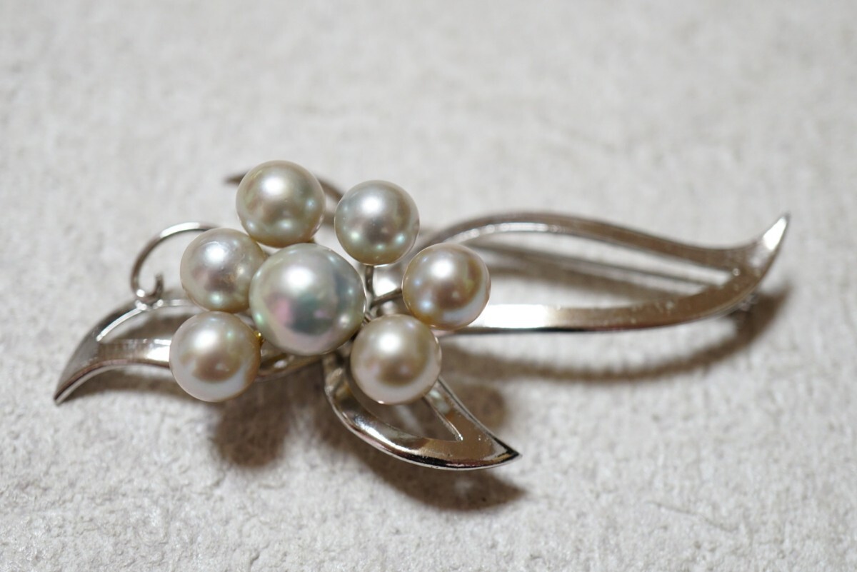 575 アコヤ真珠 本真珠 パール シルバー ブローチ ヴィンテージ アクセサリー SILVER刻印 冠婚葬祭 あこや 装飾品