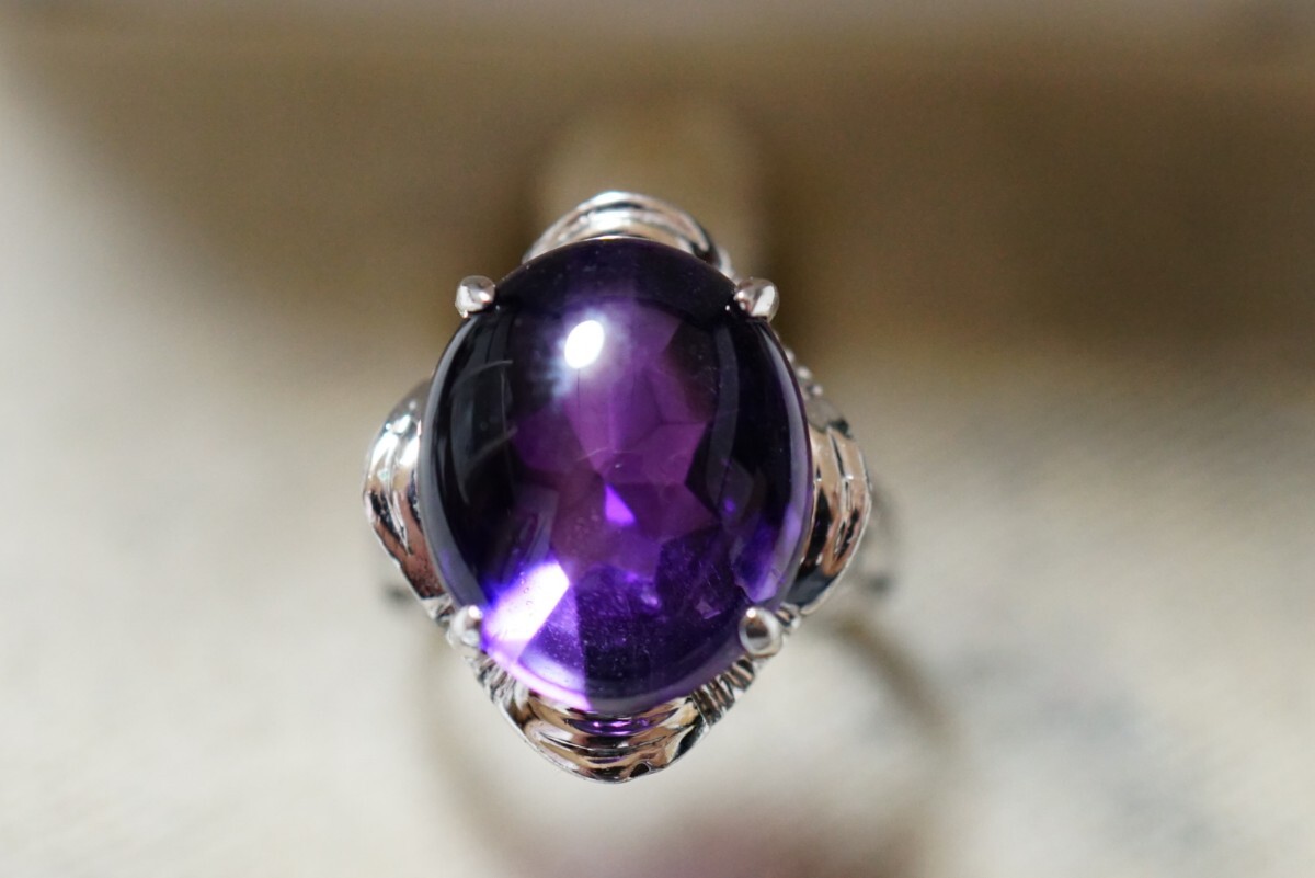 556 天然アメジスト リング 指輪 ヴィンテージ アクセサリー SILVER 925刻印 天然石 色石 宝石 カラーストーン 装飾品