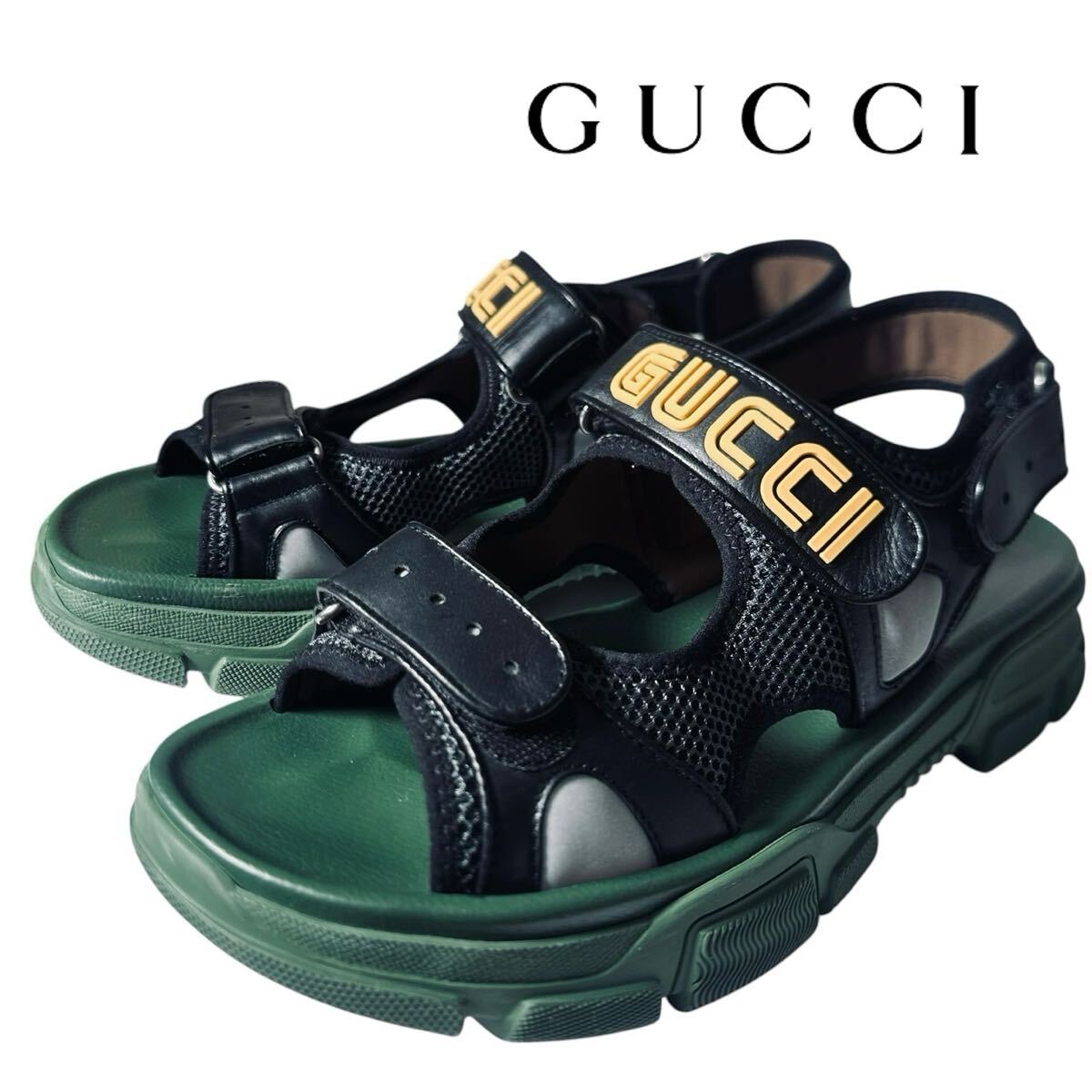 【本物保証】極美品◆ GUCCI グッチ ◆ Flashtrek フラッシュトレック ベルクロ ストラップ サンダル サイズ10 1/2 29cm相当