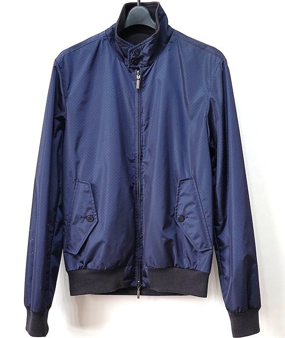 美品 Cruciani クルチアーニ パンチングナイロン×ニット リバーシブル ジップアップ ジャケット ブルゾン ネイビー CU15. 090 メンズ 44