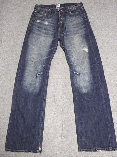 ＰＲＰＳ　紫製品　フレア　ブーツカット　デニム　パンツ　メンズ　Ｗ３２　ヴィンテージ・ダメージ加工　日本製　