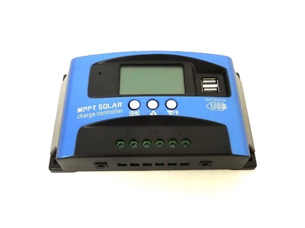 1円スタート Sxett MPPT ソーラーチャージコントローラー 30A～100A 自動充電放電 LCDソーラーパネル 高効率 ブラック ブルー A14254/BP