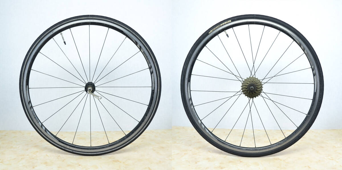 シマノ SHIMANO 前後ホイールセット WH-R500 SENSAMO FIRENZE 700C タイヤチューブ 8速ハブ 中古品