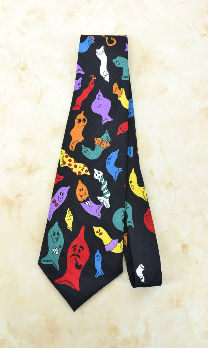 コンドーム柄のネクタイ 面白デザイン design by A.Rogers カジュアル おしゃれ 中古良品 