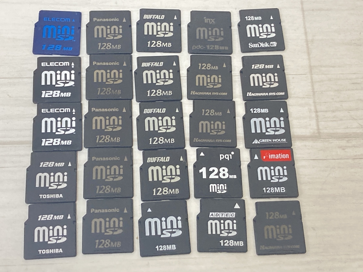 MiniSDカード 128MB メーカーランダム 25枚セット ※フォーマット済み Ni-①