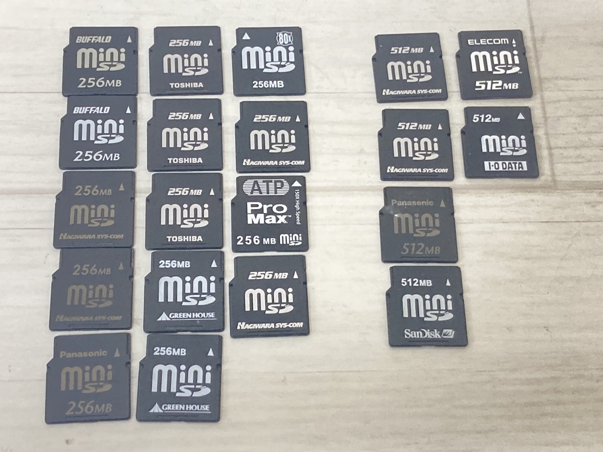 MiniSDカード 256MB×14/512MB×6 計20枚 メーカーランダム 20枚セット ※フォーマット済み Ni-②