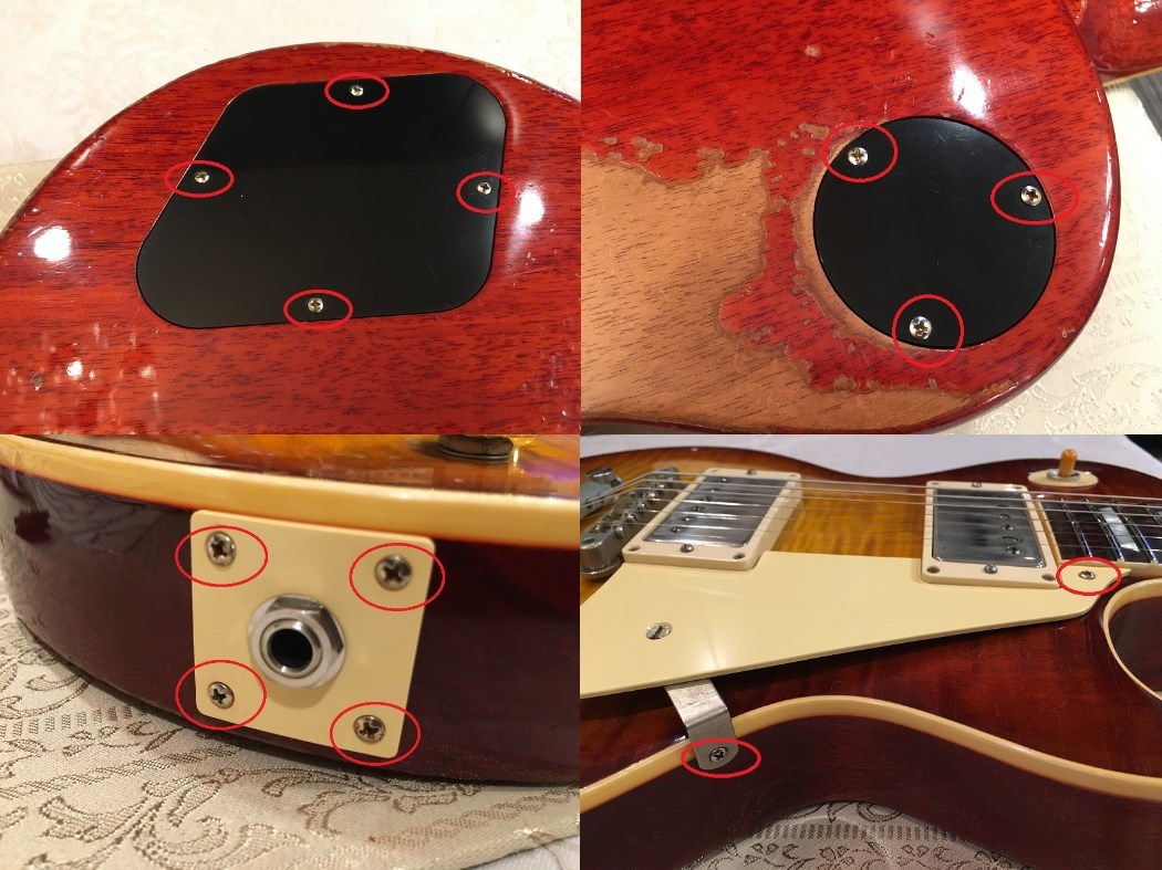 □NEWタイプ□Gibson 50年代ヴィンテージレプリカ バックパネル＆ピックガード＆ジャックプレート１３本SET　ニッケルエイジド Ver3