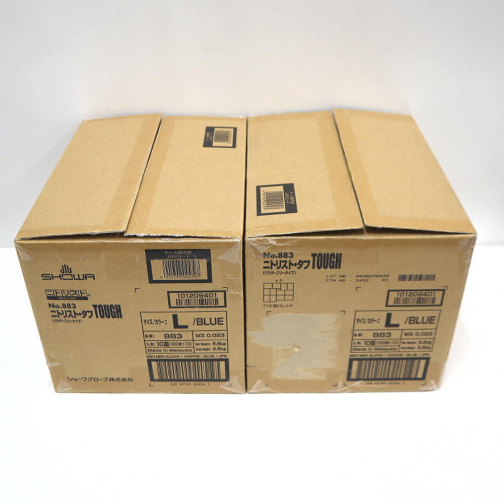 未使用 【本体未開封品】ショーワグローブ No.883 ニトリスト・タフ 100枚入り Lサイズ 20箱 パウダーフリータイプ・ブルー /1j1489 [jgg]