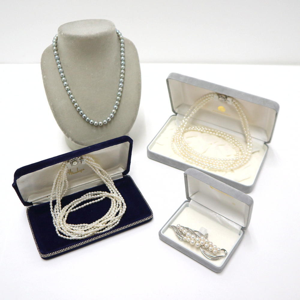 【現状販売品】パールネックレス・ブローチ まとめ売り/SILVER/真珠/アクセサリー/淡水パール3連ネックレス/レディース/2j2747 [jgg]