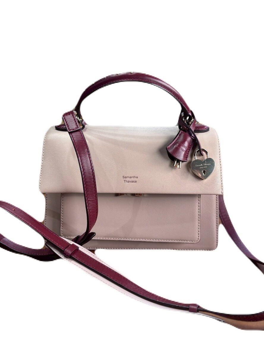 美品 Samantha Thavasa サマンサタバサ 2WAY ハンドバッグ ショルダー 鍵チャーム付 ピンク×ボルドー
