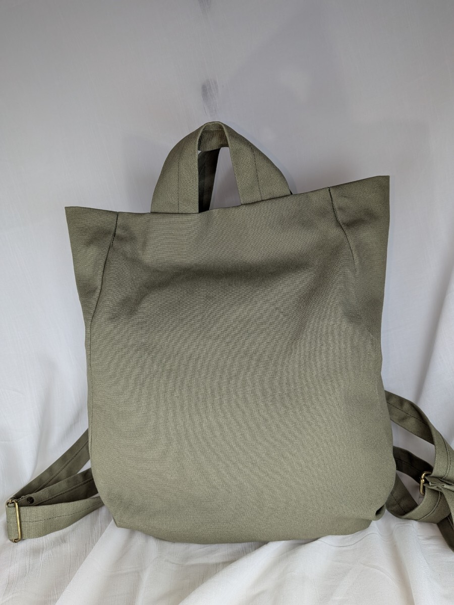 40■リユック　トートバッグ　2way■ヴィンテージソフト加工の帆布■ドライキーウィ■両手が空いてアクティブ■帆布ながらしなやかな風合い