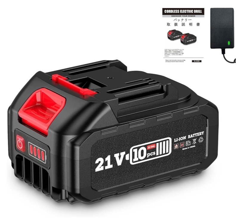 21V 3000mAh マキタ 互換バッテリー 3.0Ah 大容量 リチウムイオン バッテリー セット AC100v-220v充電器付 長時間作業可能 LED電池残量表示