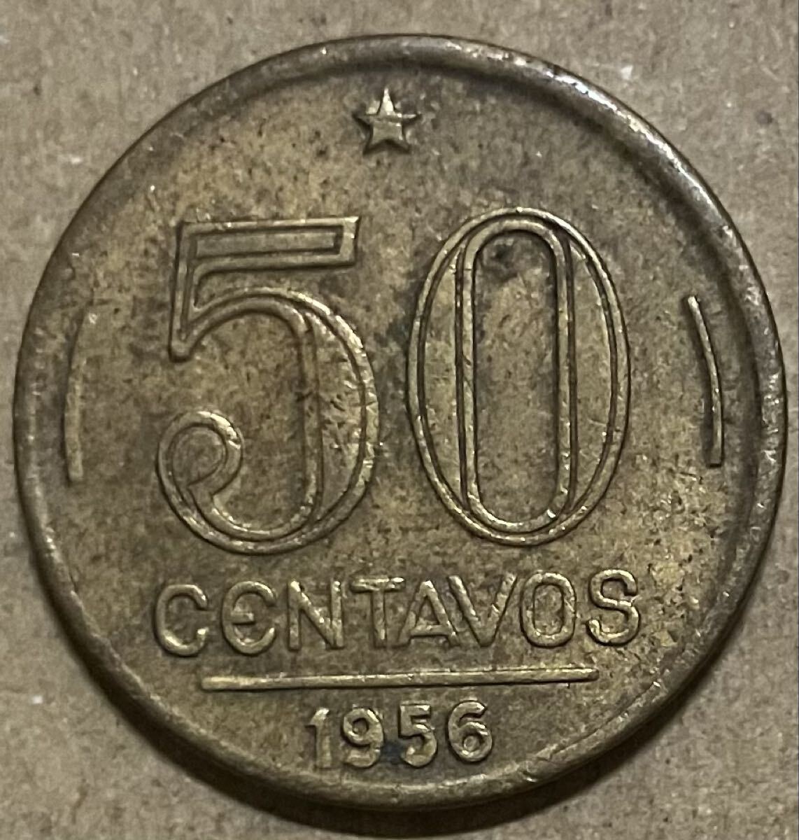 j ブラジル　50センタボ　1956年　外国コイン　外国古銭　外国硬貨　ブラジルコイン　ブラジル古銭