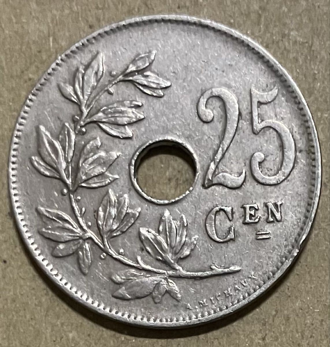 j 1926年　ベルギー　25サンチーム　外国コイン　アンティーク　外国古銭　外国硬貨　ベルギーコイン　ベルギー古銭