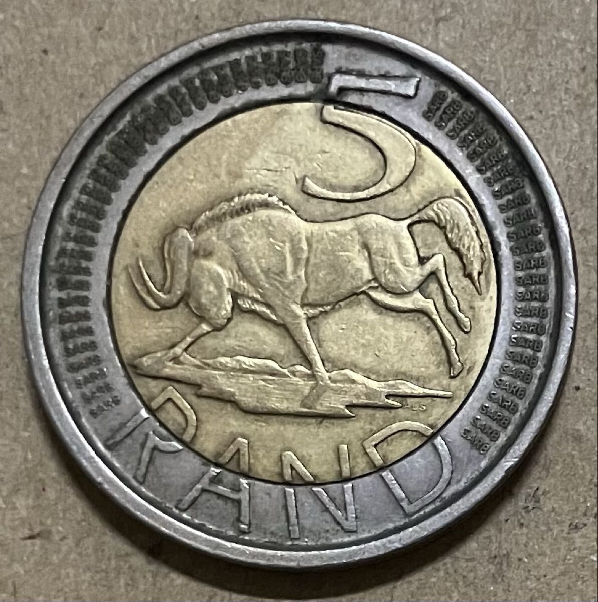 j 南アフリカ　5ランド　2004年　外国コイン　外国硬貨　バイカラー　バイメタルコイン　南アフリカコイン