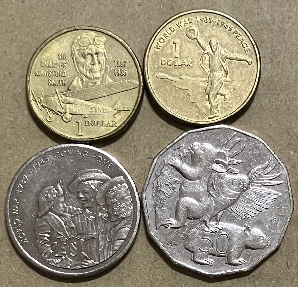 j オーストラリア　記念コイン　4種　1ドル　20セント　50セント　4枚セット　外国コイン　外国硬貨　記念硬貨　エリザベス2世