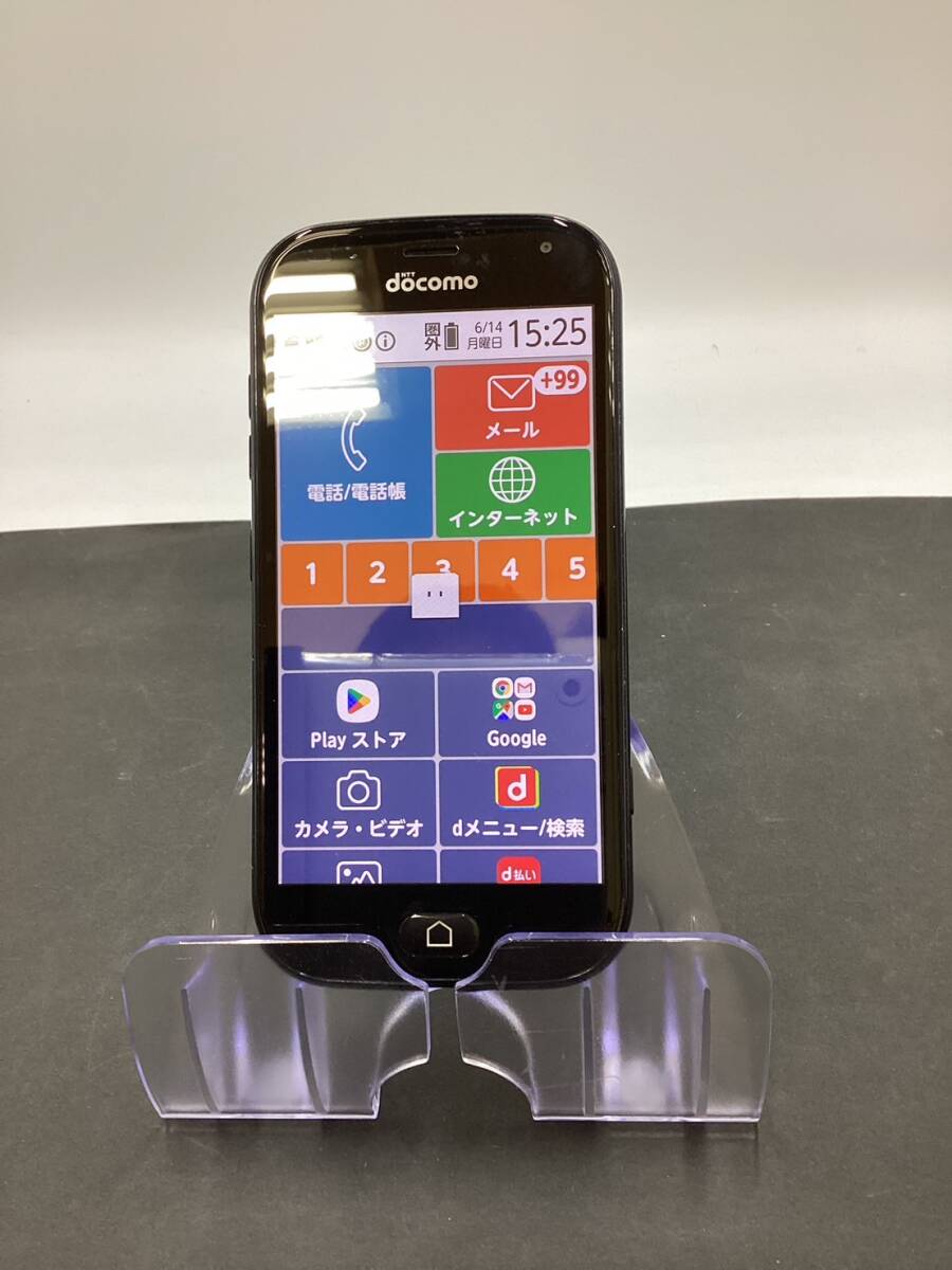 【6913】らくらくスマートフォン F-01L ブラック 初期化済 電池状況80％ docomo 〇 電源確認済 その他未確認 ジャンク