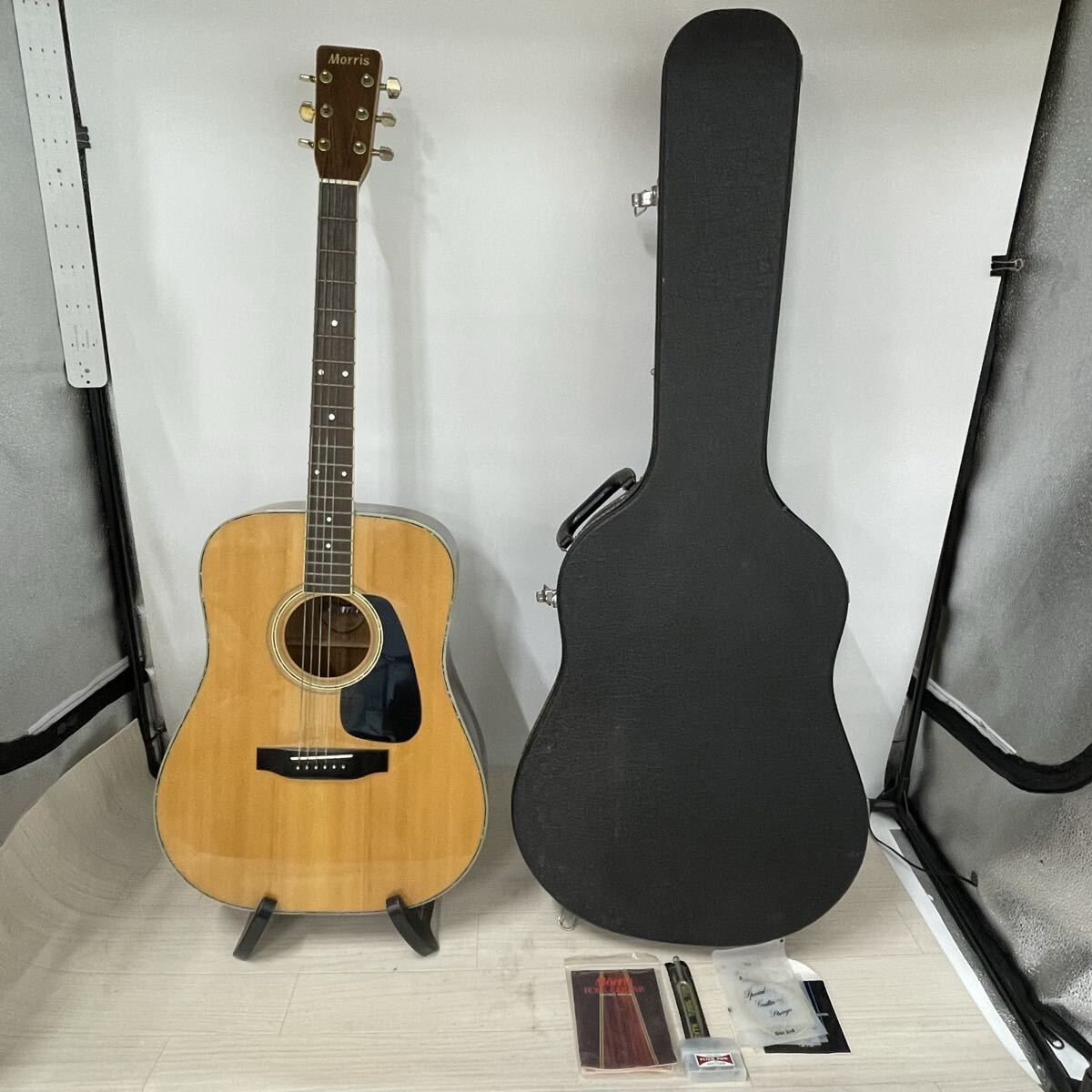 【B941-4】アコースティックギター Morris モリス MD-515 serial 356492 ハードケース 取説 保証書 等 付属品 多数有り 