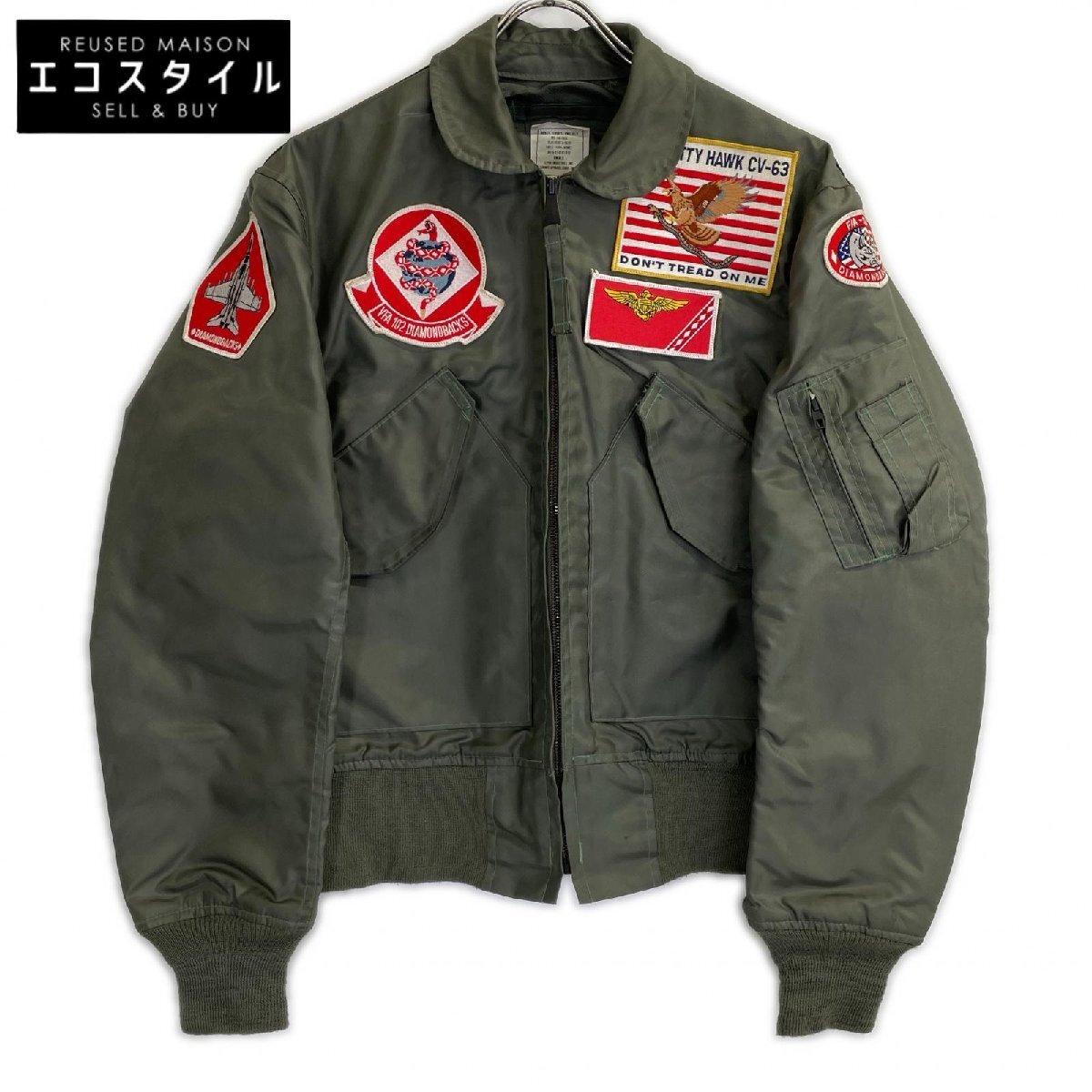 MILITARY ミリタリー カーキ 88年製 パッチ付き CWU36-P フライトジャケット カーキ SMALL ジャケット ナイロン メンズ 中古
