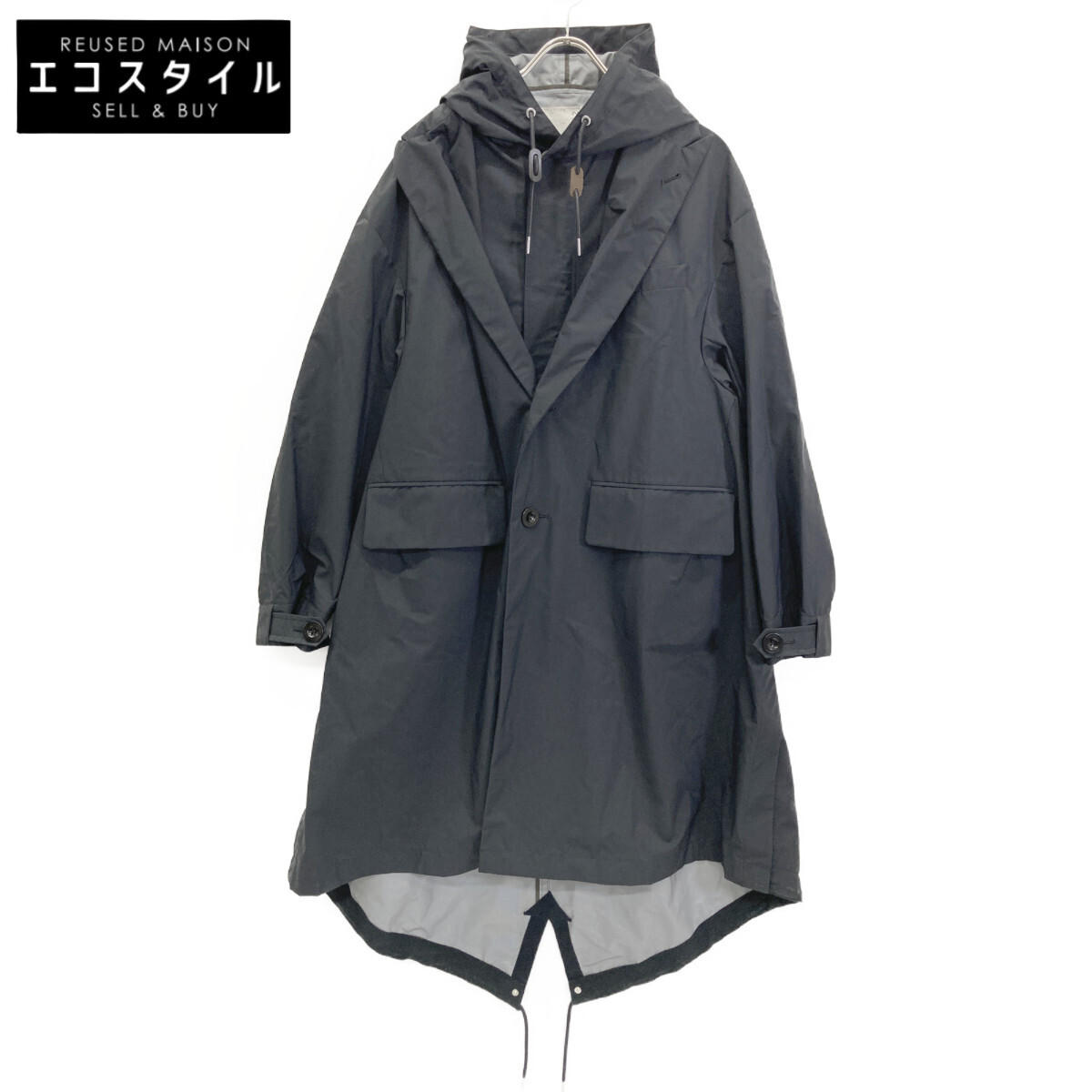 sacai サカイ 23AW 23-03052M ネイビー ナイロンボンディングコート ブラック 2 コート ナイロン メンズ 中古