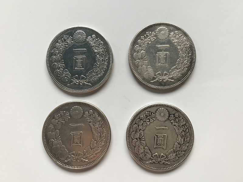 １円銀貨　4枚　銀貨　明治年　一円銀貨　一圓銀貨　日本銀貨　古銭　希少