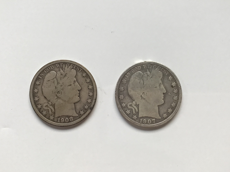 アメリカ銀貨　1907年　1908年　銀貨2枚　アメリカ銀貨　古銭　希少