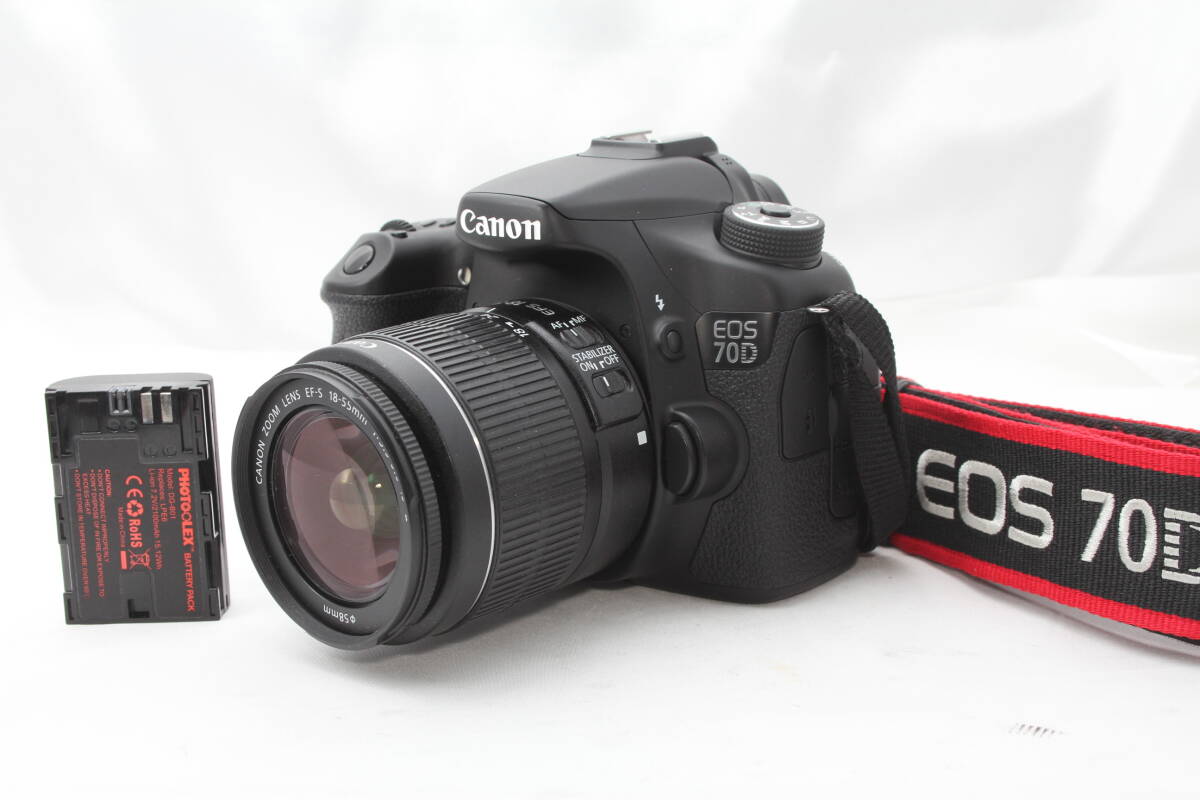 ★ Canon EOS 70D ボディ ★ EF-S18-55mm F3.5-5.6 IS ★ バッテリつき 純正 専用ストラップ