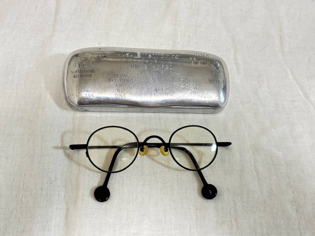 LAアイワークス【l.a.Eyeworks】メガネ　メタルフレーム　黒　イタリア製　オリジナルケース付