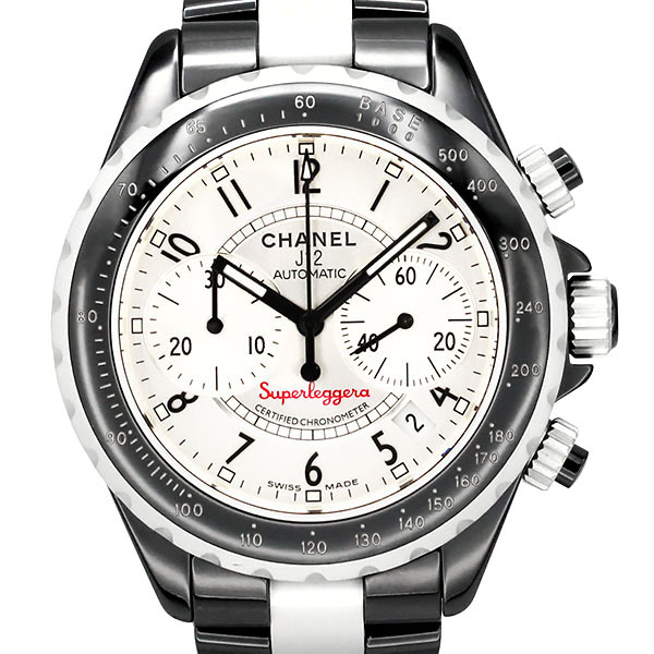 シャネル CHANEL J12 スーパーレッジェーラ H1624 41mm 自動巻き クロノグラフ メンズ腕時計 ブラックセラミック 中古 正規品