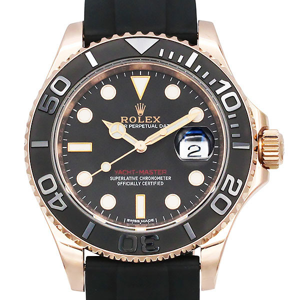 ロレックス ROLEX ヨットマスター40 116655 RG ラバー 40mm 自動巻き メンズ腕時計 ブラック文字盤 中古 正規品