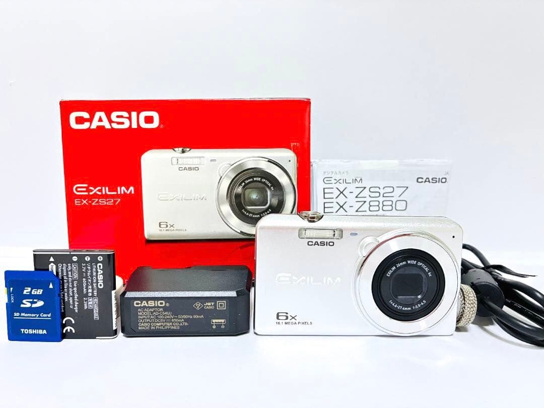 ■ 美品・付属品完備 ■ カシオ　CASIO EXILIM EX-ZS27 シルバー 《動作確認済》#350-25A26-Y