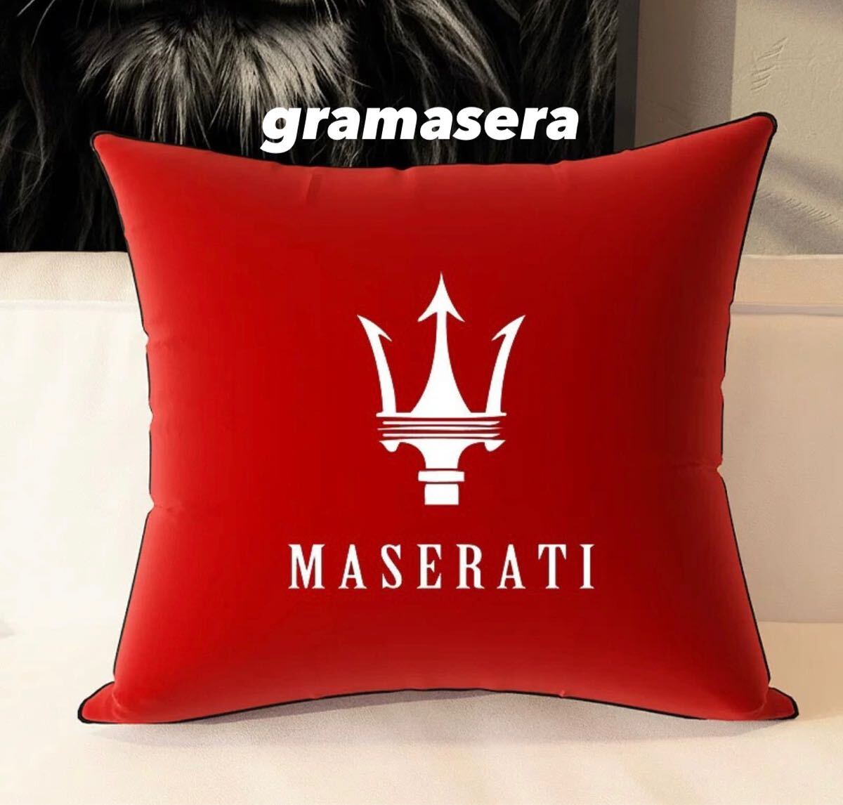 ★レア★マセラティ　maserati　クッション 高品質　ロゴクッション　レッド