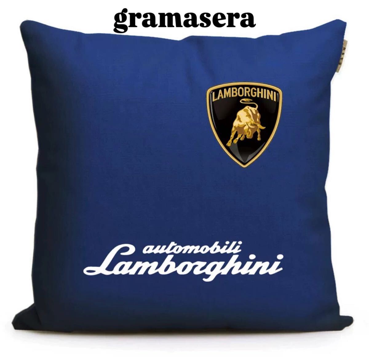 ★レア★ランボルギーニ　lamborghini クッション 高品質　ロゴクッション　エンブレム　青