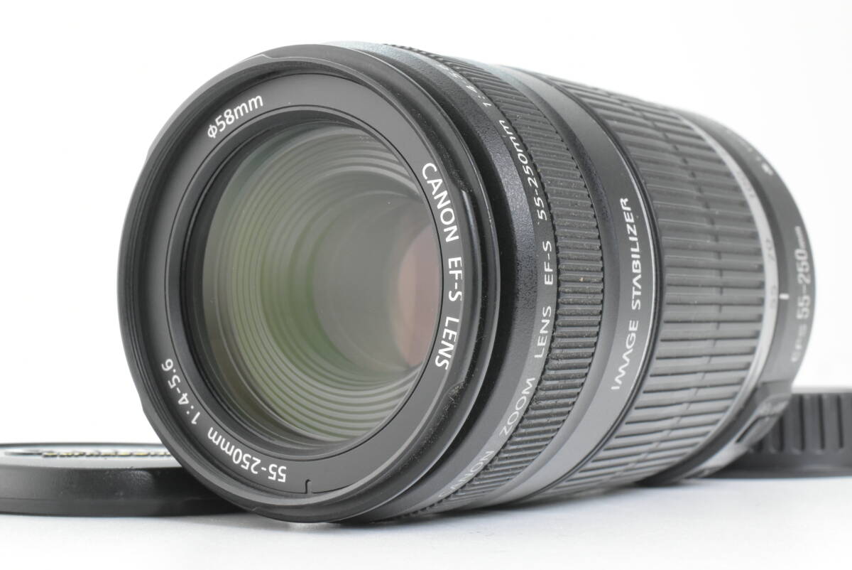 【美品】Canon EF-S 55-250mm F4-5.6 IS 望遠ズームレンズ EF-Sマウント 手ブレ補正 動作確認済 EF-1564